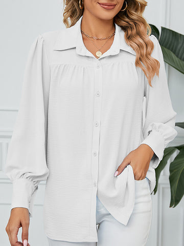Airchics blouse boutonnage col chemise manches bishop femme décontracté
